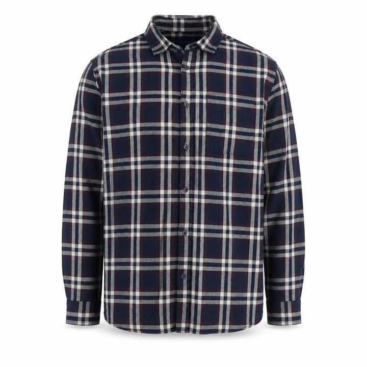 Jack & Jones Men's Navy Check Long Sleeve Button-Up Shirt XL