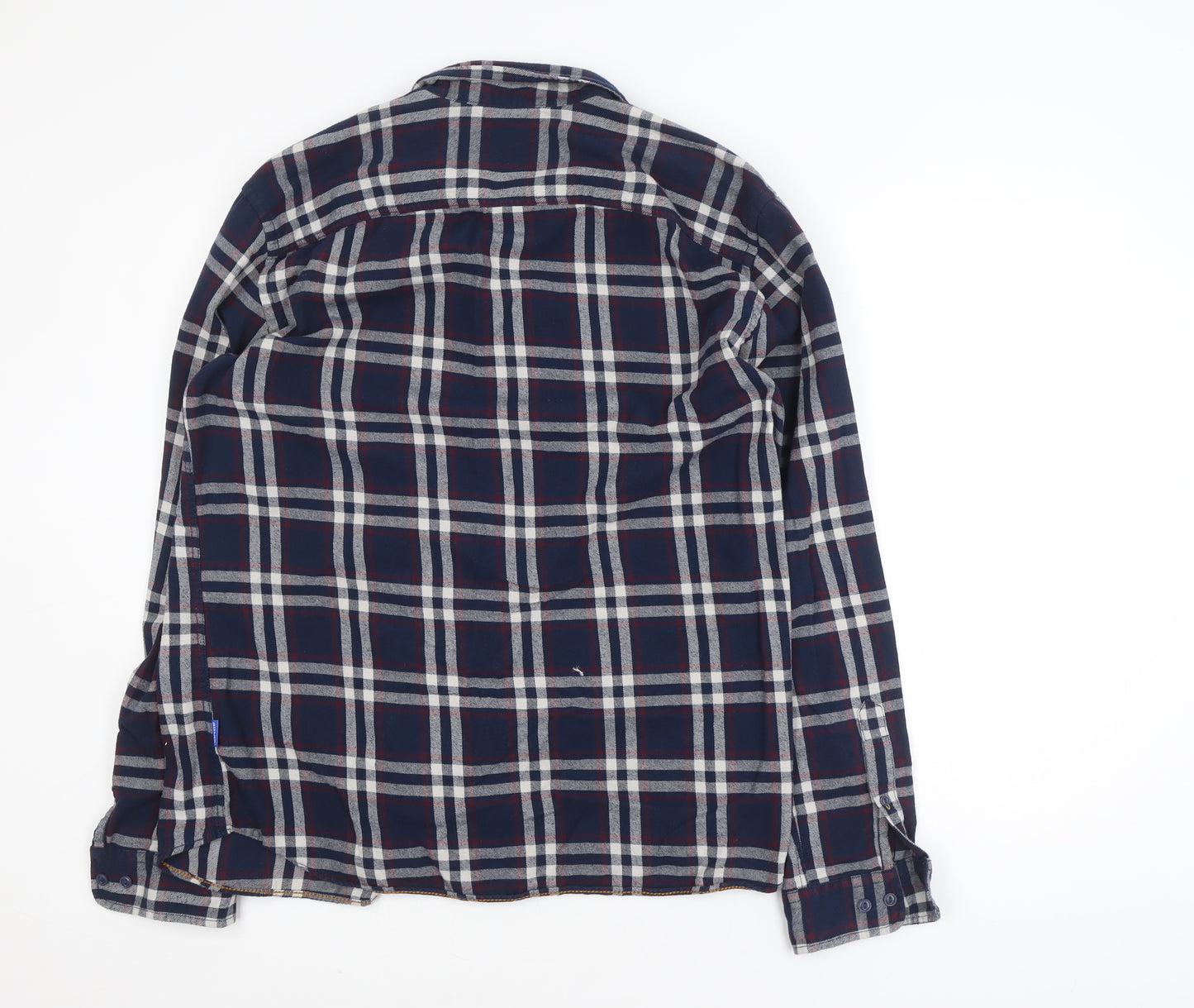 Jack & Jones Men's Navy Check Long Sleeve Button-Up Shirt XL