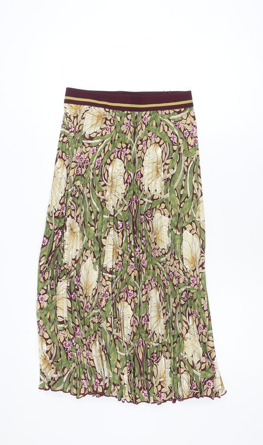 H&M Morris & Co Women’s Multicoloured Pleated Midi Skirt Size S
