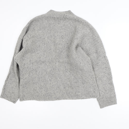 White Stuff Women Grey Wool Mock Neck Chunky Knit Jumper UK 12