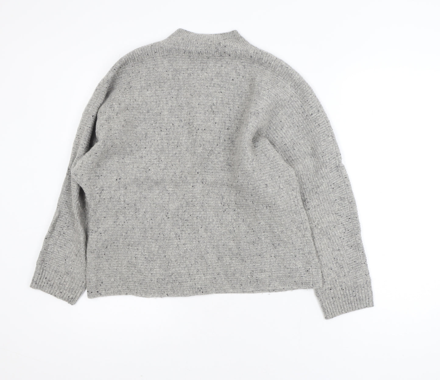 White Stuff Women Grey Wool Mock Neck Chunky Knit Jumper UK 12