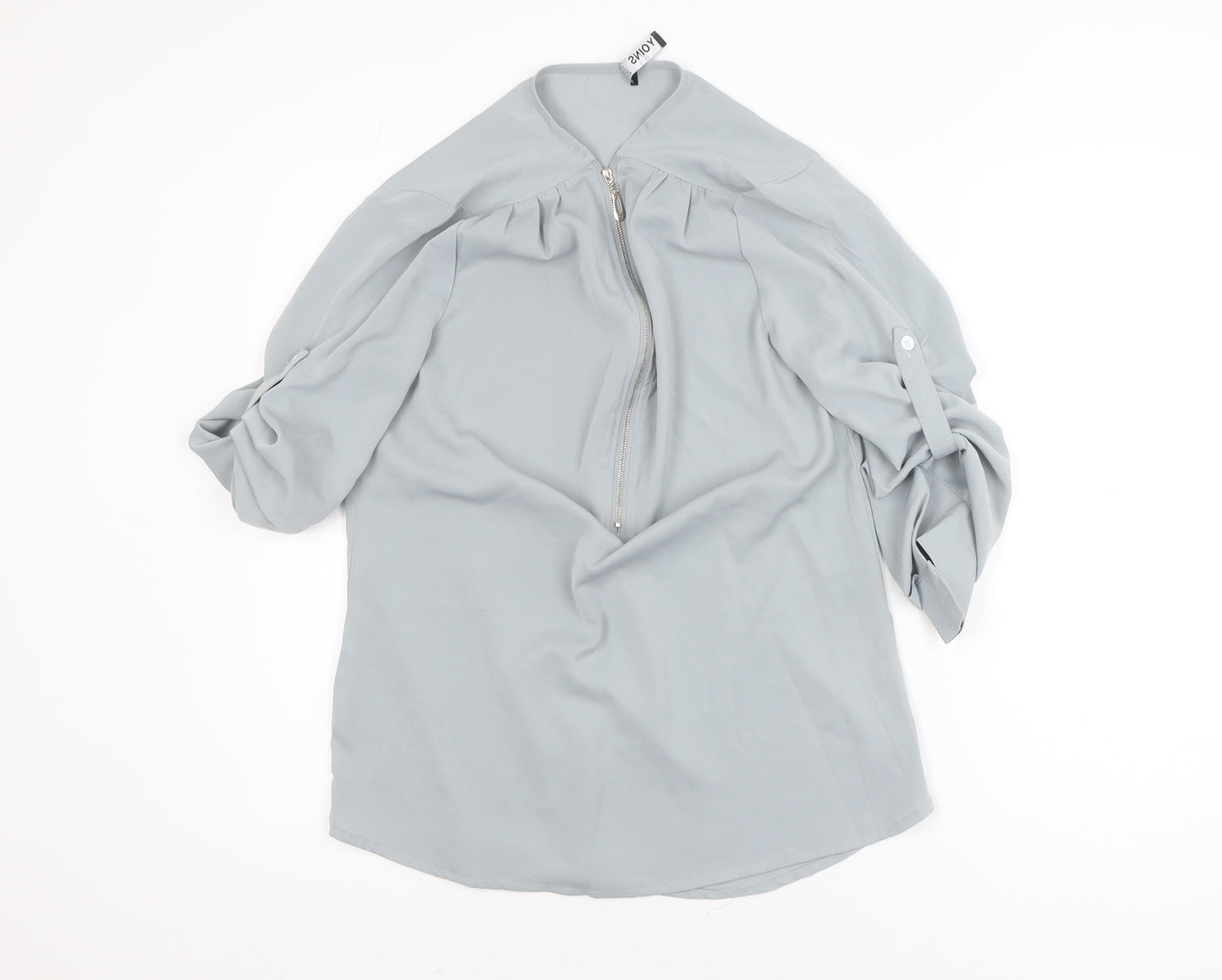 Yoins Women’s Grey Zip Neck Chiffon Blouse Size S