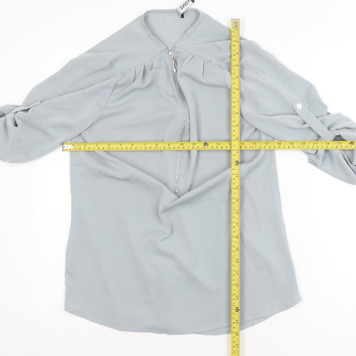 Yoins Women’s Grey Zip Neck Chiffon Blouse Size S