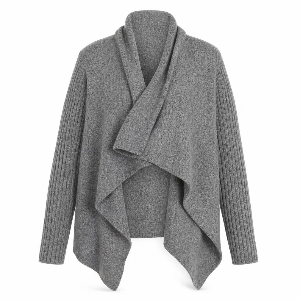River Island Women’s Grey Wool Blend Cardigan Wrap Jumper M