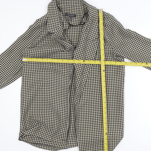Primark Women Beige Check Collared Open Cardigan Size 10