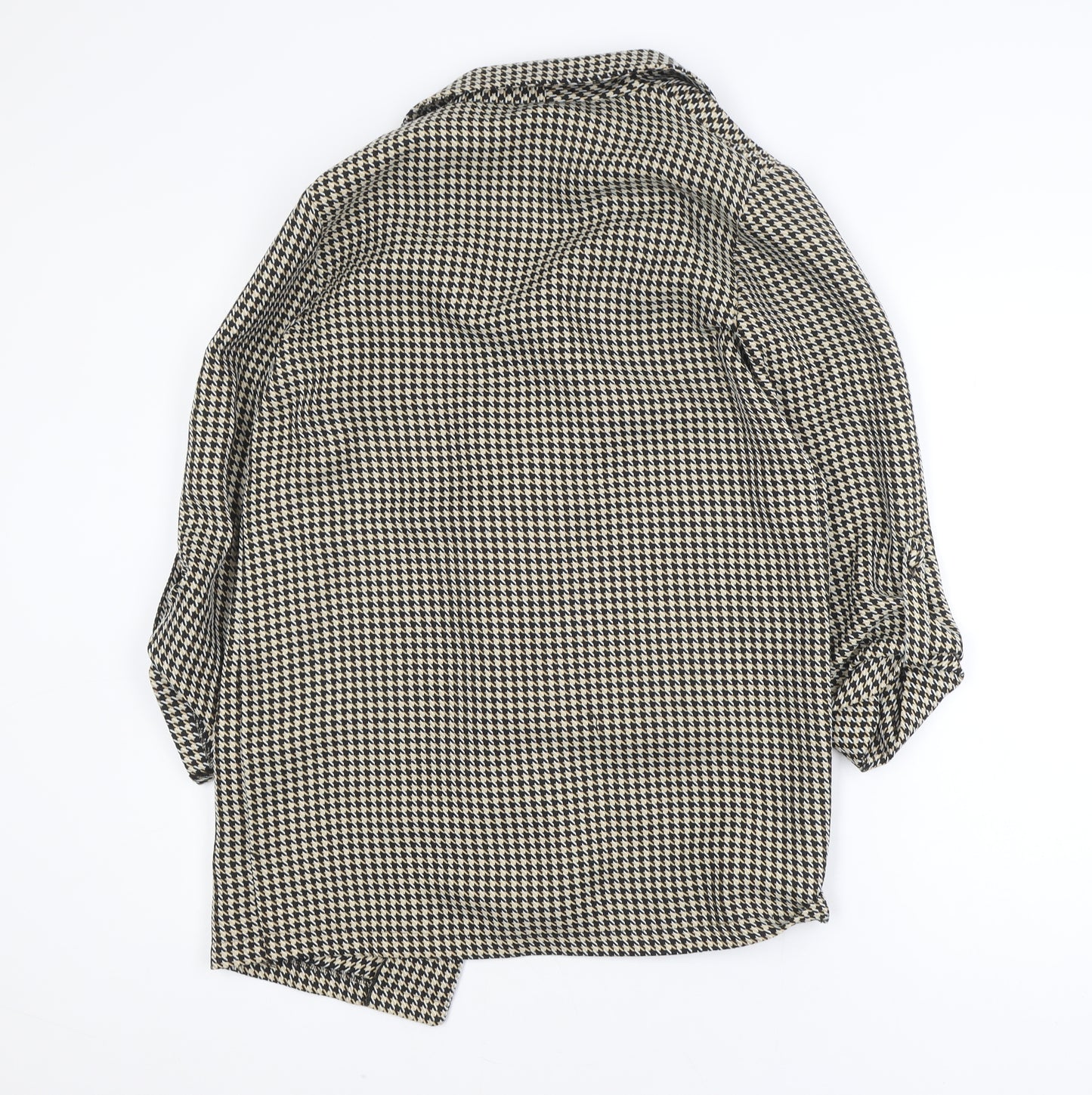 Primark Women Beige Check Collared Open Cardigan Size 10