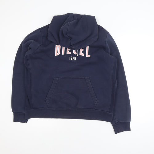 Diesel Mens Blue XL Pullover Hoodie Graphic Logo Sweatshirt