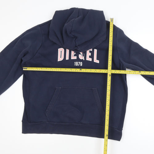 Diesel Mens Blue XL Pullover Hoodie Graphic Logo Sweatshirt