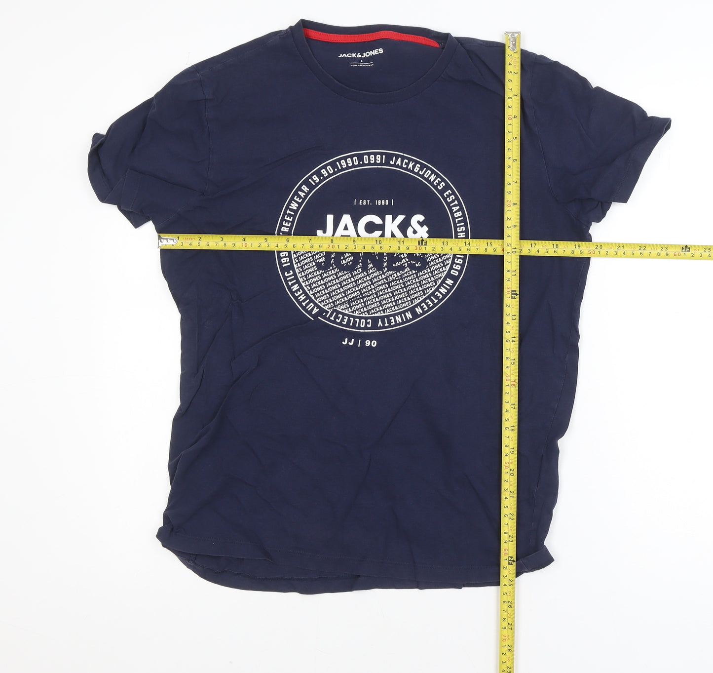 Jack & Jones Mens Blue L Regular Fit Logo Graphic Cotton T-Shirt