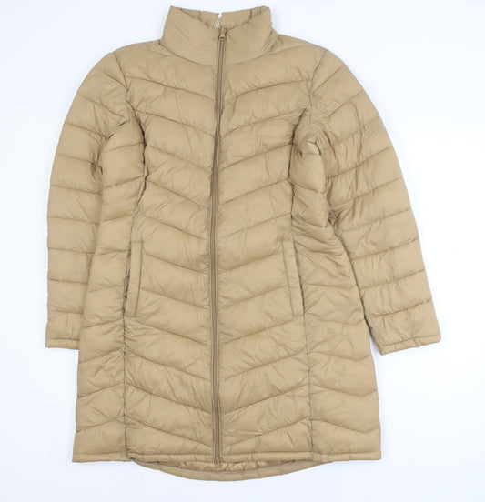 Vila Womens Beige Long Puffer Coat Size 12 Lightweight Winter Jacket