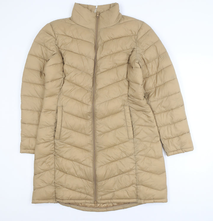 Vila Womens Beige Long Puffer Coat Size 12 Lightweight Winter Jacket