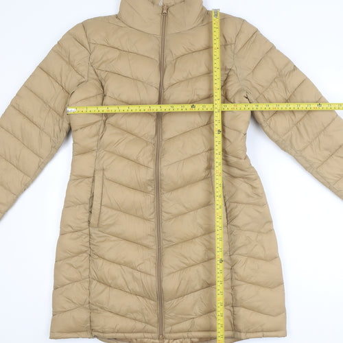 Vila Womens Beige Long Puffer Coat Size 12 Lightweight Winter Jacket