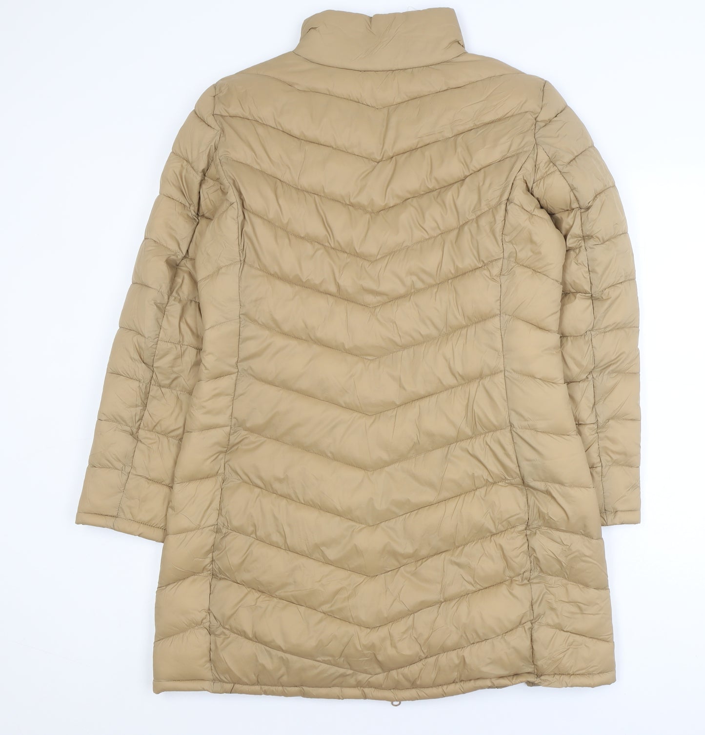 Vila Womens Beige Long Puffer Coat Size 12 Lightweight Winter Jacket
