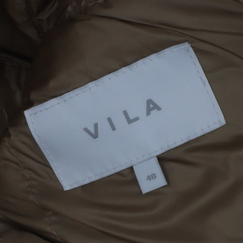 Vila Womens Beige Long Puffer Coat Size 12 Lightweight Winter Jacket
