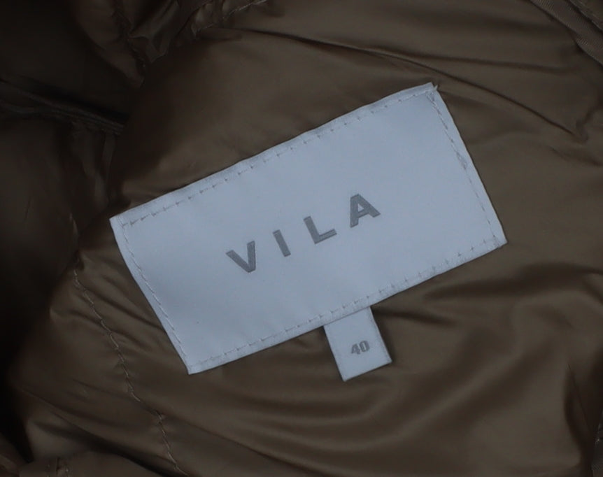 Vila Womens Beige Long Puffer Coat Size 12 Lightweight Winter Jacket