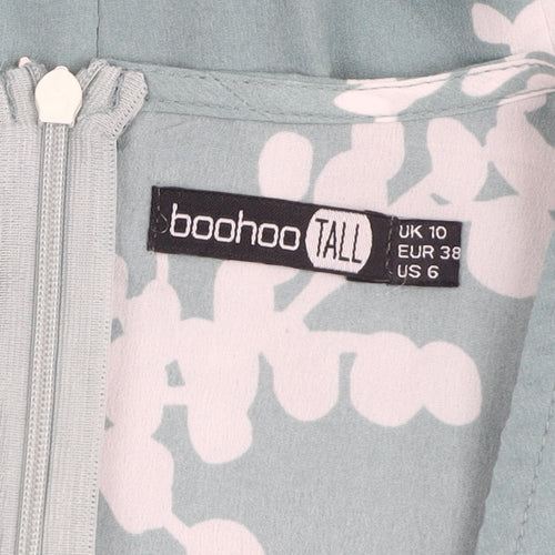 Boohoo Tall Womens Green Floral Midi Wrap Dress Size 10