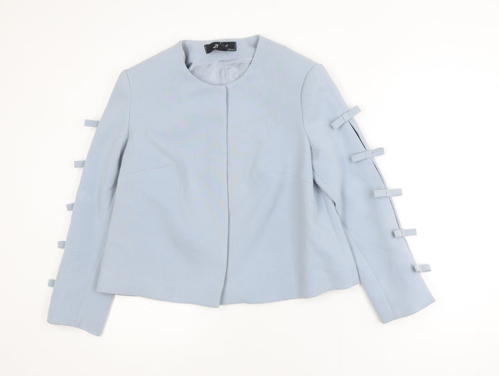 Badoo Women's Blue Size 12 Tailored Bow Detail Blazer Jacket
