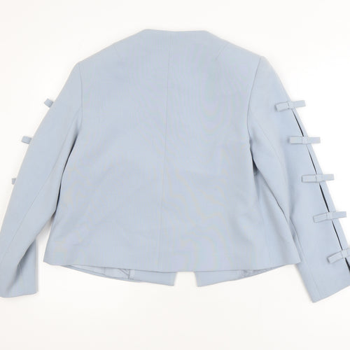 Badoo Women's Blue Size 12 Tailored Bow Detail Blazer Jacket