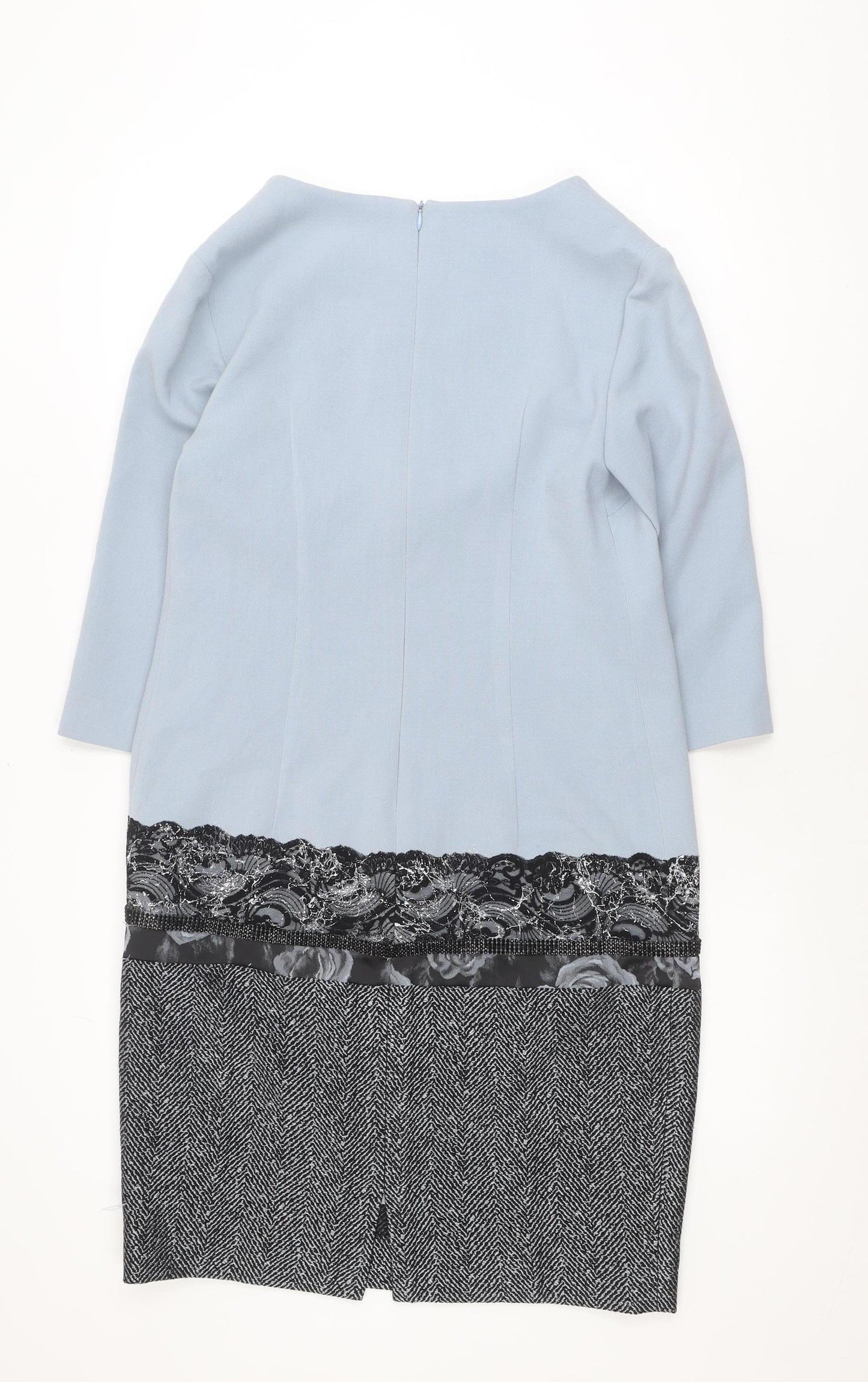Badoo Women Blue Lace Panel Sheath Dress Size 10