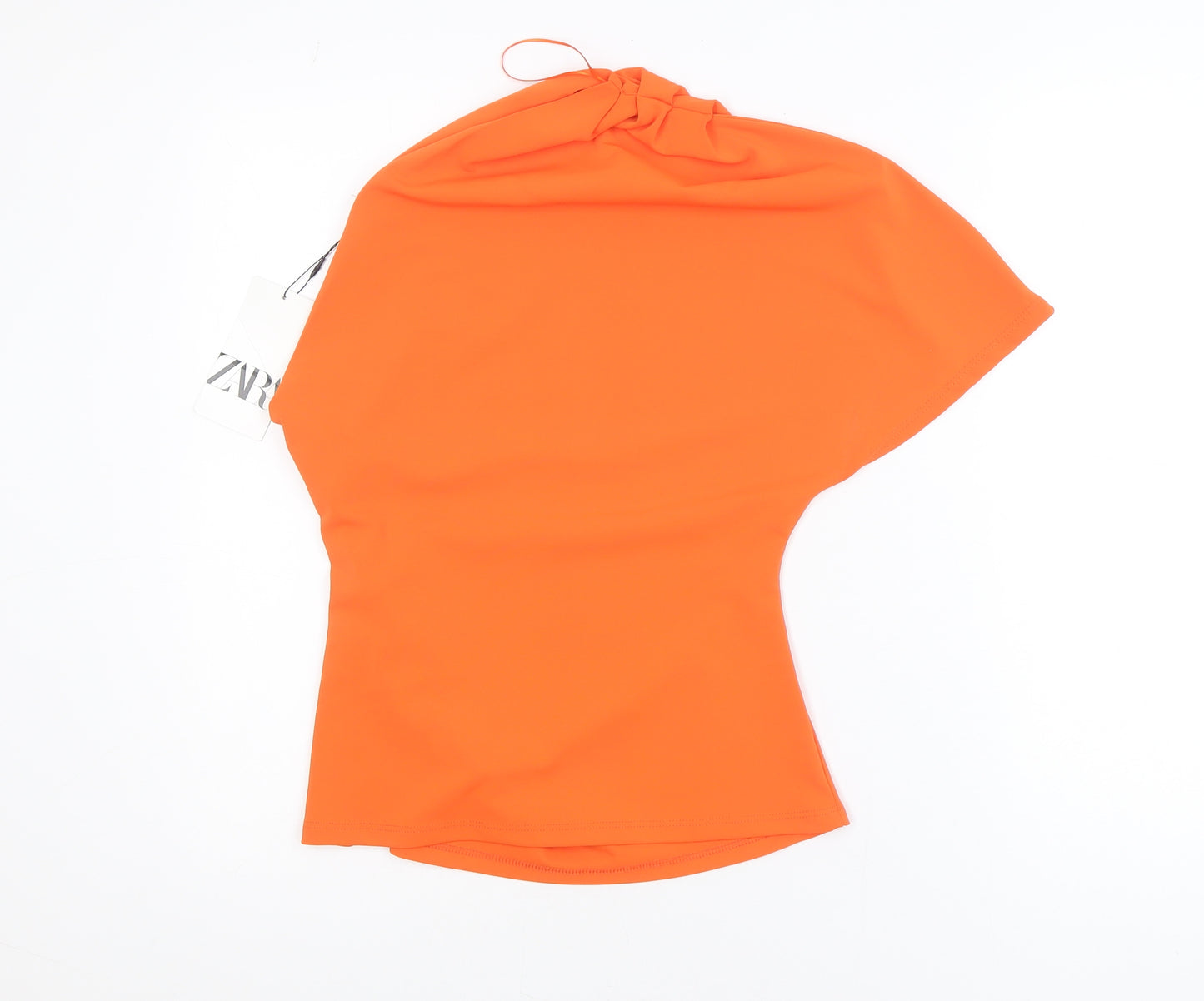 ZARA Women's Orange One Shoulder Asymmetrical Blouse M