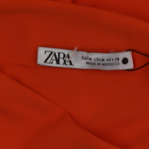 ZARA Women's Orange One Shoulder Asymmetrical Blouse M
