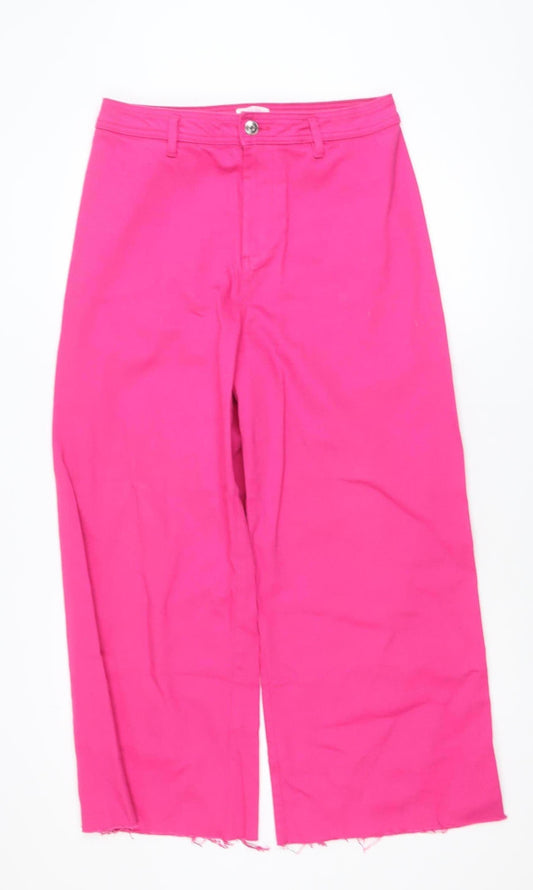 Savida Women’s Pink Wide-Leg Cotton Jeans Size 14