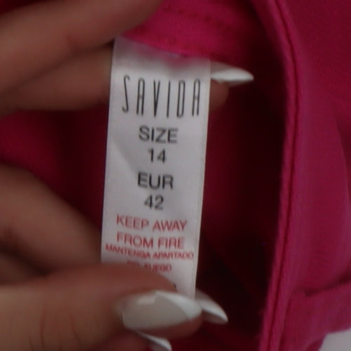 Savida Women’s Pink Wide-Leg Cotton Jeans Size 14