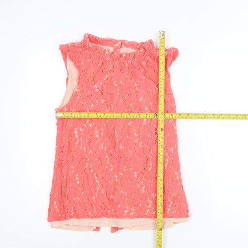 Oasis Women's Pink Lace Sleeveless Blouse Size 10 High Neck