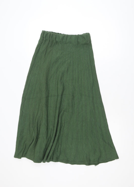 Sofia Fashion Women Green A-Line Midi Knit Skirt Size M