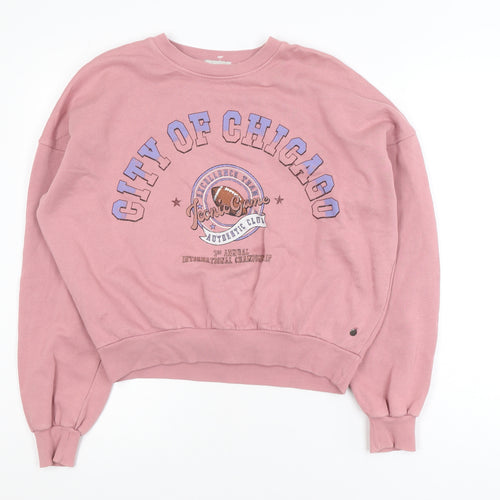 Pull&Bear Women Pink City of Chicago Pullover Sweatshirt S