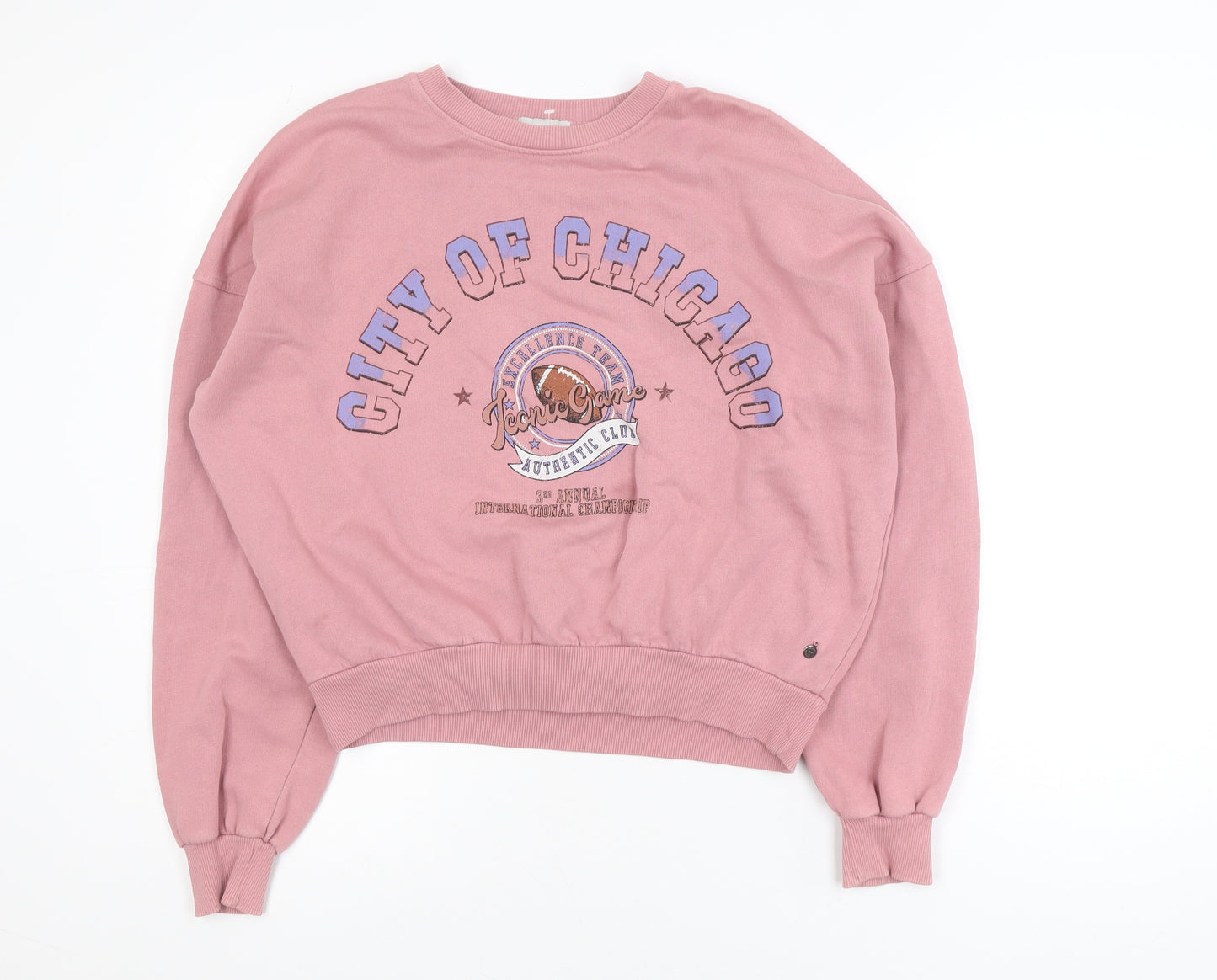 Pull&Bear Women Pink City of Chicago Pullover Sweatshirt S