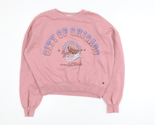 Pull&Bear Women Pink City of Chicago Pullover Sweatshirt S