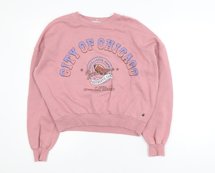 Pull&Bear Women Pink City of Chicago Pullover Sweatshirt S