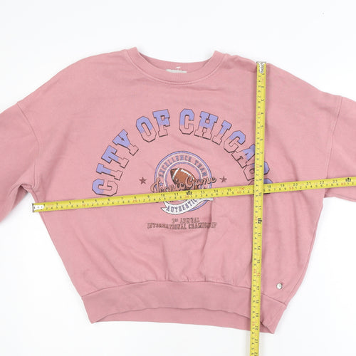 Pull&Bear Women Pink City of Chicago Pullover Sweatshirt S
