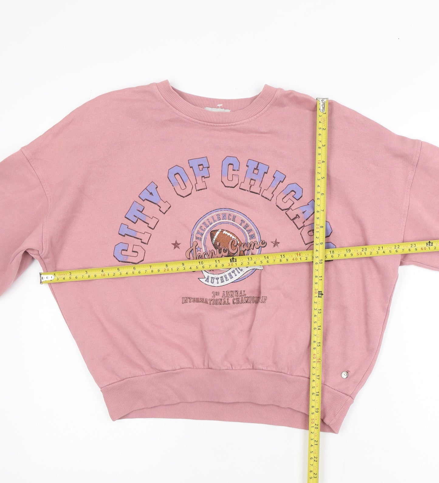 Pull&Bear Women Pink City of Chicago Pullover Sweatshirt S