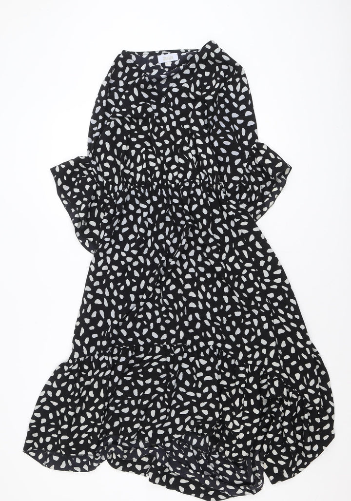 Stella Morgan Women’s Black Animal Print Hi-Low A-Line Dress Size 8