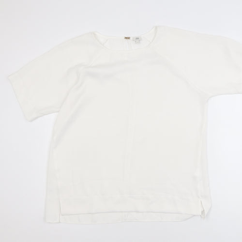 River Island Women White Size 14 Short Sleeve Woven Blouse