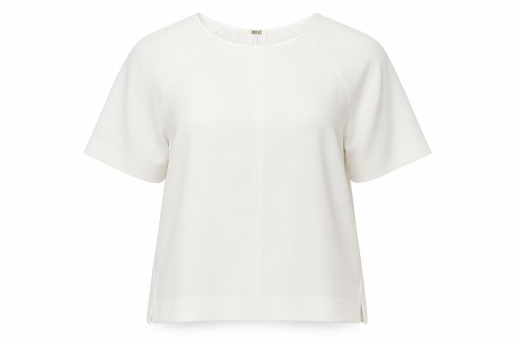Front view of River Island Women White, size 14, Short Sleeve Woven Blouse