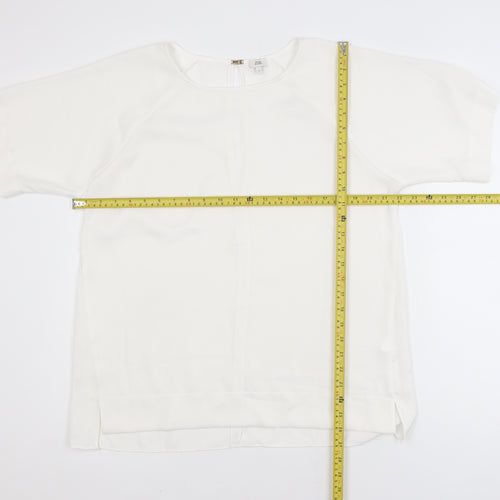 River Island Women White Size 14 Short Sleeve Woven Blouse
