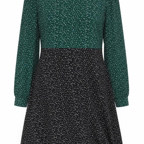 Marc Angelo Women's Green and Black Polka Dot A-Line Dress Size 16