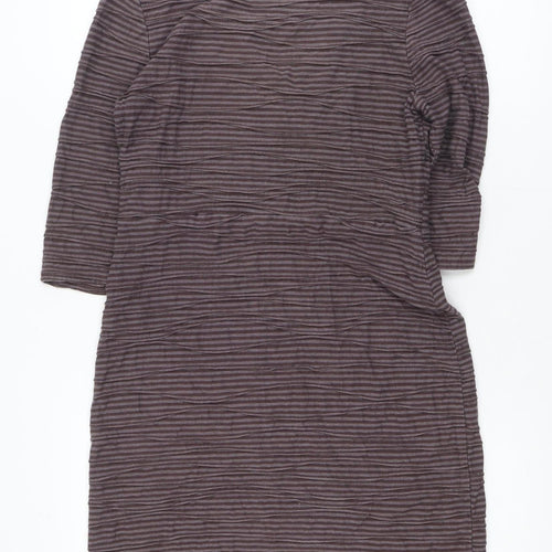 Kaliko Women Brown Striped V-Neck Stretch Wrap Dress Size 12