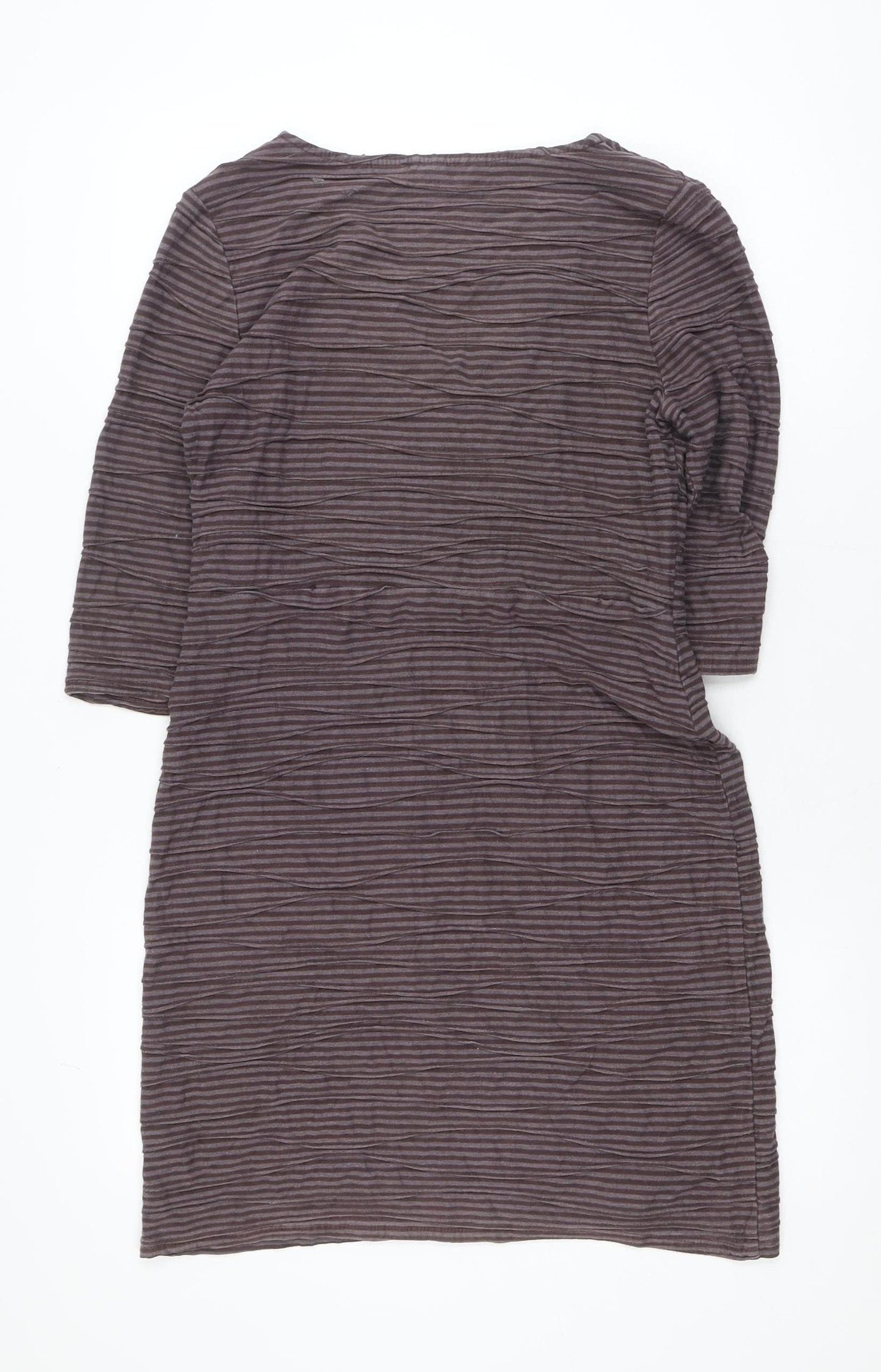Kaliko Women Brown Striped V-Neck Stretch Wrap Dress Size 12