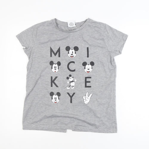 Disney Women’s Grey Mickey Mouse T-Shirt Size 8 Short Sleeve Casual
