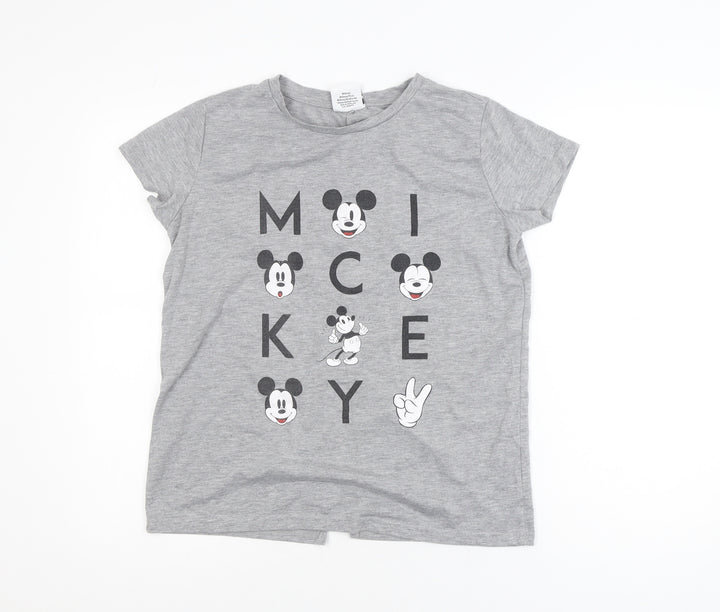 Disney Women’s Grey Mickey Mouse T-Shirt Size 8 Short Sleeve Casual