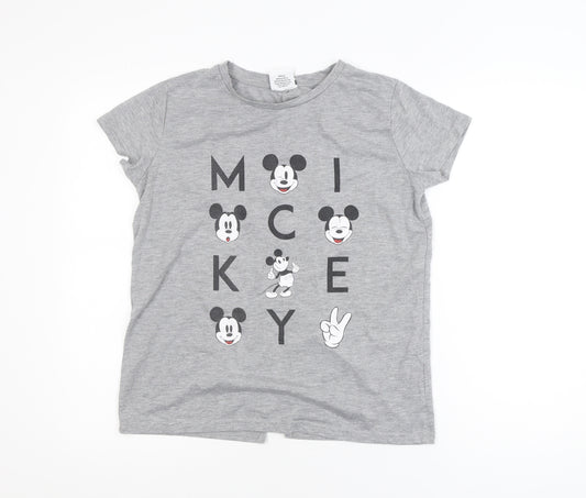 Disney Women’s Grey Mickey Mouse T-Shirt Size 8 Short Sleeve Casual