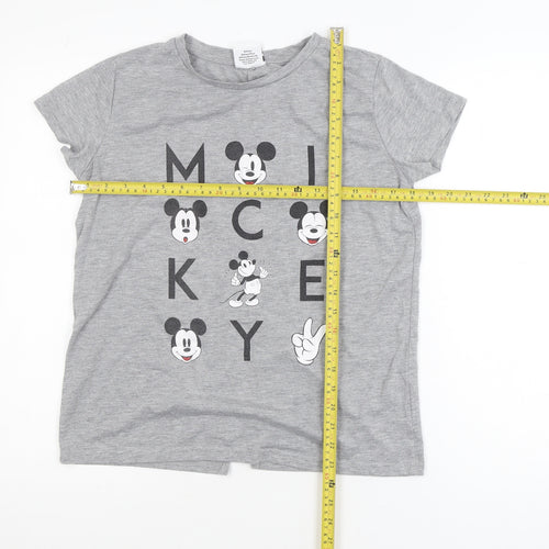 Disney Women’s Grey Mickey Mouse T-Shirt Size 8 Short Sleeve Casual