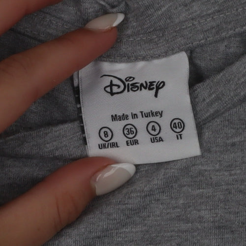 Disney Women’s Grey Mickey Mouse T-Shirt Size 8 Short Sleeve Casual
