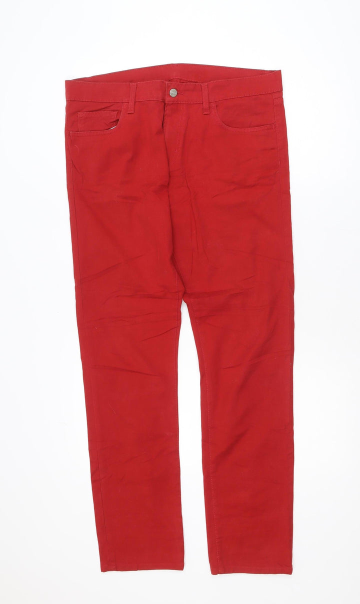 Carhartt Women Red Straight Jeans 34 Regular Stretch Cotton