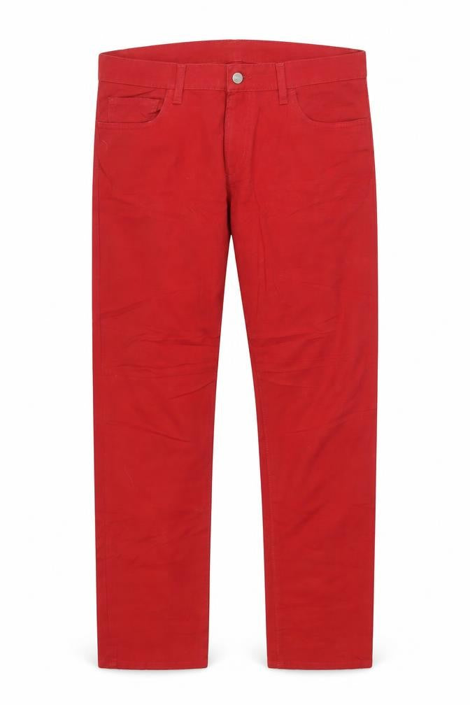 Front view of Carhartt Women Red Straight Jeans 34 Regular Stretch Cotton