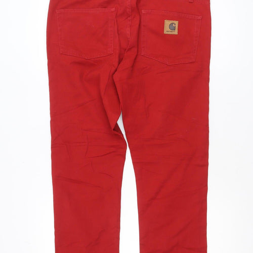 Carhartt Women Red Straight Jeans 34 Regular Stretch Cotton